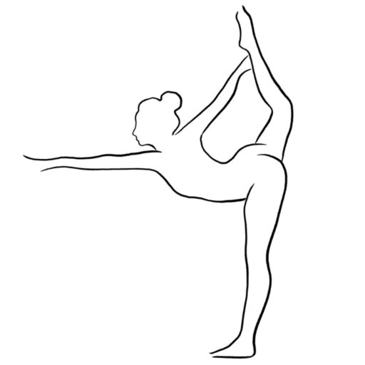 Logo Yoga Passion - obrys ženy v pozícii tanečníka, s jednou rukou horizontálne vpred